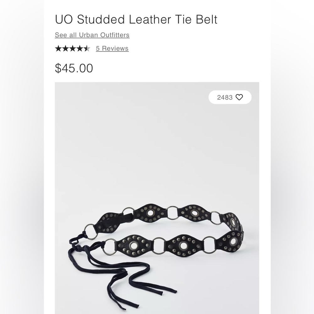 Silence + Noise Black Studded Belt from Urban Outfitters 🩶